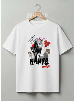 Nubarco Unisex Kanye West Özel Tasarım Premium %100 Pamuklu Streetwear Tişört - Sokak Modası T-Shirt