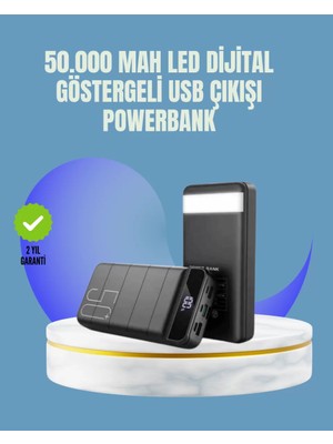 Al-Kar Ticaret Tüm Cihazlarla Uyumlu 50.000 Mah Powerbank – Yüksek Kapasiteli, LED Gösterge ve Akıllı Koruma Fonksiyonlu