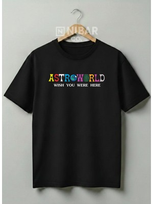 Nubarco Travis Scott Baskılı Sokak Stili Unisex %100 Pamuklu Unisex Tişört