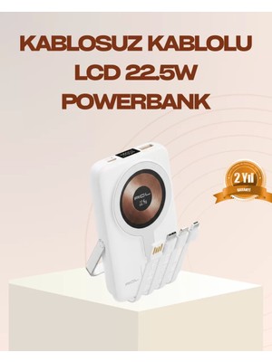 Al-Kar Ticaret Manyetik Kablosuz Powerbank 22.5W Hızlı Şarj LCD Ekranlı
