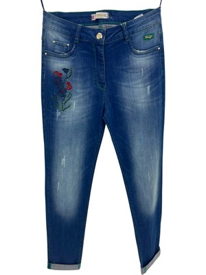 Zanessi Büyük Beden Fermuarlı Denim  Kadın Pantolon