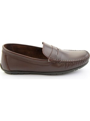 Bambi Kahve Hakiki Deri Erkek Loafer Ayakkabı E01523111103