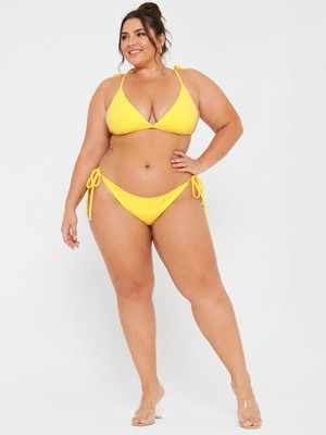 No Gossip Büyük Beden Geniş Üçgen Ipli Boyundan Bağlamalı Kruvaze Kadın Bikini Takım