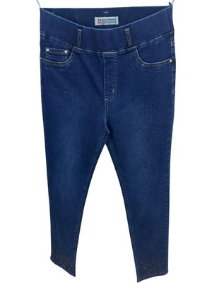Zanessi Büyük Beden Taşlı Denim Kadın Pantolon