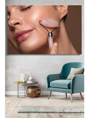 Şehzat Yatay Kanvas Duvar Tablosu Kuaför Beauty Güzellik Salonu Cilt Bakımı Yüz Masajı Yüz Yogası