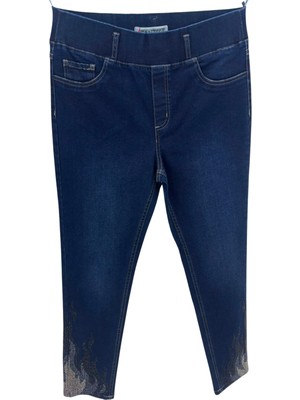 Zanessi Büyük Beden Taşlı Denim Kadın Pantolon