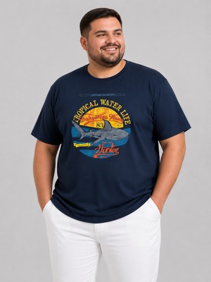 Annex Büyük Beden Pamuklu Rahat Kalıp Günlük Kullanım Bisiklet Yaka Erkek Tişört