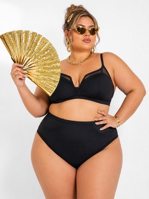 Pierre Cardin Büyük Beden V Yaka Tül Detaylı Ayarlanabilir Askılı Kadın Bikini Takım