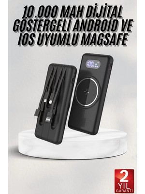 Al-Kar Ticaret Wireless Powerbank 10000 Mah LED Ekranlı Dahili Kablolu Hızlı Şarj