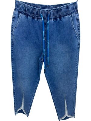 Zanessi Büyük Beden Taşlı Denim Kadın Pantolon