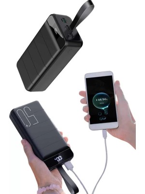 Al-Kar Ticaret Taşınabilir Powerbank 50.000 Mah 4 Girişli Hızlı Şarj LED Göstergeli Fenerli Şarj