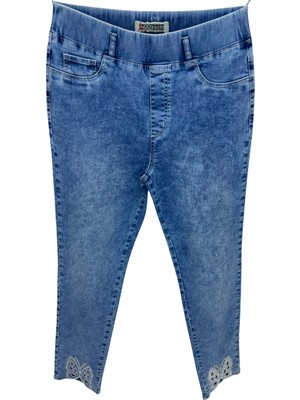 Zanessi Büyük Beden Taşlı Denim Kadın Pantolon
