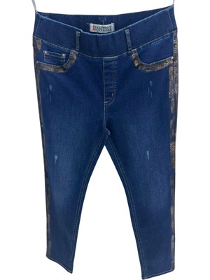 Zanessi Büyük Beden Beli Lastikli Likralı Denim Kadın Pantolon