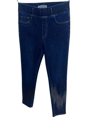 Zanessi Büyük Beden Taşlı Denim Kadın Pantolon