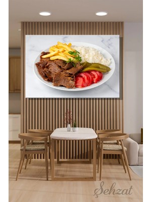 Şehzat Yatay Kanvas Duvar Tablosu Tekli Lokanta Kafe Restoran Mutfak Pilav Üstü Et Döner Salonu Patates