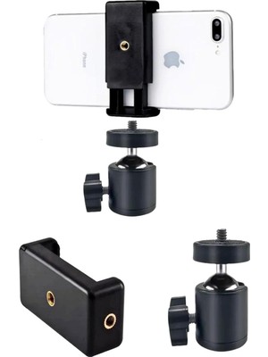 Saywın Çift Girişli Telefon Tutuculu Tripod Slr Kamera Için 360 Derece Dönebilen Metal Mafsal Aparatı 1/4