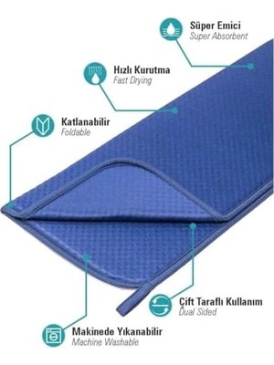Aksu Livarno Mikrofiber Bulaşık Altlığı Kurutma Matı Katlanabilir Çift Yüzey Germany 44X36 Cm. Gri