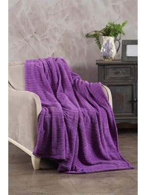 Comfy | Çizgili Wellsoft Tv Battaniyesi 110X180 cm Mor