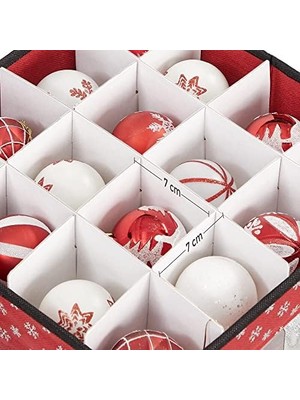 Saklama Kutuları, 3'lü Set, Katlanır Kutular, Kutu Başına 64 Küçük Bölme, Esnek Ayırma Duvarları, 30,5 x 30,5 x 30,5 Cm, Kırmızı, Kar Tanesi Desenli RFB029R01