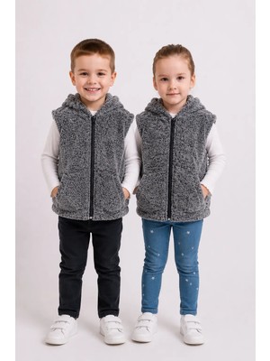 Sweet's Collection Yelek Unisex Genç Çocuk Kapüşonlu Welsoft Peluş
