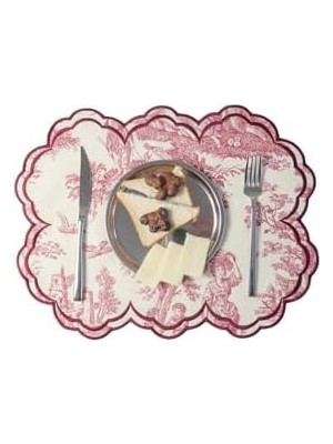 Beige &bordo Beyaz Vintage Nakış Işlemeli Amerikan Servis 2'li