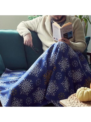 Kar Tanesi Tasarımlı Unisex Tv Battaniyesi - Tek Kişilik Battaniye 95 x 145 cm