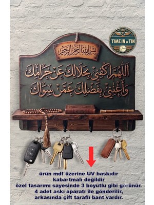 Time in a Tin 2d Ahşapduvar Askısı Anahtarlık Retro Bereket Duası Temalı Dekoratif Duvar Anahtar Askısı