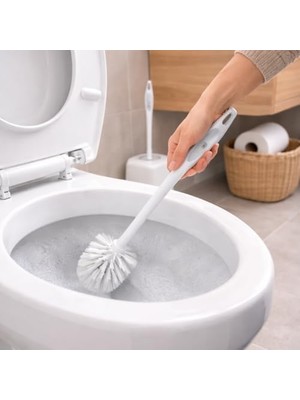 Tuvalet Temizleme Fırçası Etkin Uçlu Klozet Fırçası Seti Wc Fırçası Temizleyici Uçlu Fırça (Beyaz)