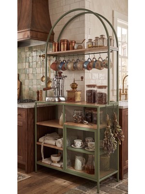 Todek Home Lunera Yeşil Metal Kahve Köşesi ve Mutfak Rafı – Elektrostatik Boyalı 100X180 cm