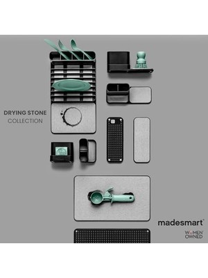 Madesmart Bulaşık Paspası, Kurutma Taşı Koleksiyonu, Nem Buharlaşmasını Hızlandırır, Doğal ve Mineral Malzemeler, Kaymaz Taban, Karbon