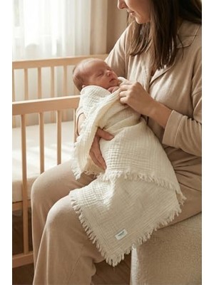 Hamur Bebek Muslin Pıke 85X100 cm EKRU%100 Pamuklu
