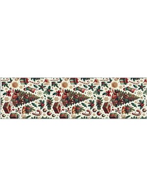 Yılbaşı Temalı Dijital Baskılı Runner Örtüsü Christmas Karma 40X140 cm