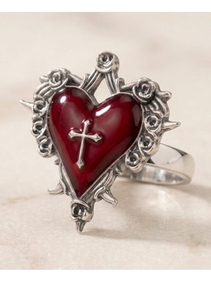Dükkan Design Haçlı Gotik Kalp Ayarlanabilir Yüzük