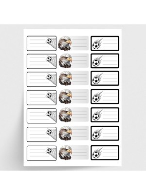 Siyah-Beyaz Isimlik Okul Etiketi, Sticker Seti, 210 Adet