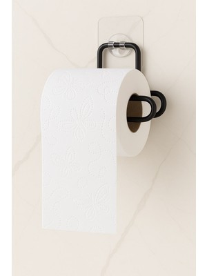 Riya Home Ev & Dekorasyon Sticker Yapışkanlı Siyah Açık Tuvalet Kağıtlığı Wc Kağıtlık Tutucu