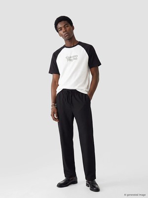 LC Waikiki  Lcw Xsıde Siyah Loose Fit Keten Görünümlü Erkek Pantolon