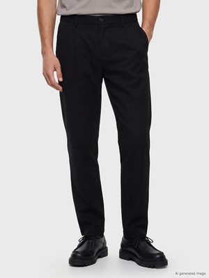 LC Waikiki  Lcw Lcw Vision Siyah Regular Fit Erkek Pileli Pantolon