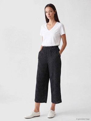 LC Waikiki  Lcw Lcwaıkıkı Classic Siyah Beli Lastikli Puantiyeli Kadın Pantolon