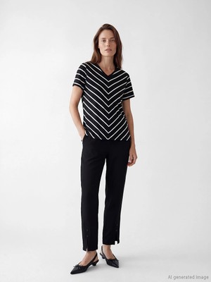 LC Waikiki  Lcw Lcw Grace Siyah Beli Lastikli Kadın Pantolon