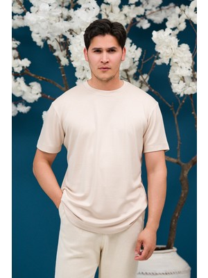 FBI Bisiklet Yaka Yarı Oversize Likralı Yumuşak Kumaş T-Shirt