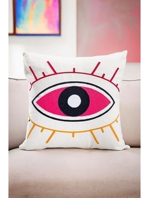 Hype Store Bohem 45X45 Özel Tasarım Punch Panç Süzene Desen Dekoratif Kırlent Kılıfı Modern Beyaz 20