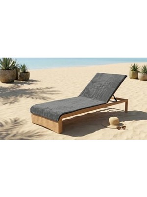 KOBEHOME%100 Pamuk Şezlong Havlusu Gri - Lacivert 80X200 cm
