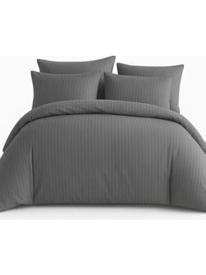 Hype Store Çift Kişilik Çizgili Saten Nevresim TAKIMI%100 Pamuk 200X220 - Yumuşak Dokulu Lüks Nevresim Takımı - 4 Parça - Nevresim 200X220 Cm, Çarşaf 240X260 Cm, Yastık Kılıfı 50X70 cm (2 Adet)