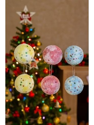 Hype Store 6 Adet Lüx Yılbaşı Ağacı Süsü Set Ağacı Süslemeleri Topları Topu Parti Asılı Top Yılbaşı Süsleri 6 cm (Karışık)