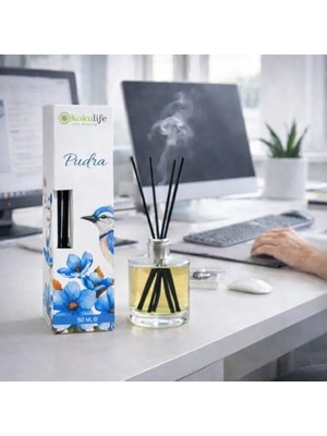 Hype Store Pudra Koku Çubuklu Oda Kokusu Reed Diffuser 50 ml Uzun Süre Kalıcı Ev Ofis Salon Yatak Odası Dekoratif Ortam Kokulandırıcı