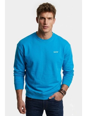 Levi's %100 Pamuk Relaxed Kalıp Bisiklet Yaka Erkek Mavi Sweatshirt