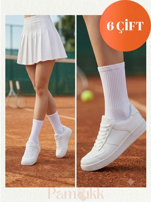 Pambık Ayaklar 6 Çift Fitilli Spor Çorap - Tenis Çorabı Unisex