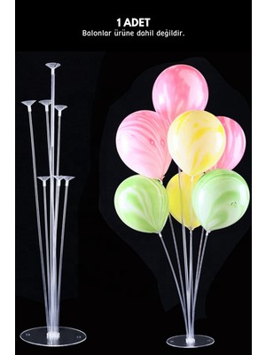 Mielibon 7’li Şeffaf Masaüstü Balon Standı Doğum Günü Parti Süsleme Aparatı 1 Adet