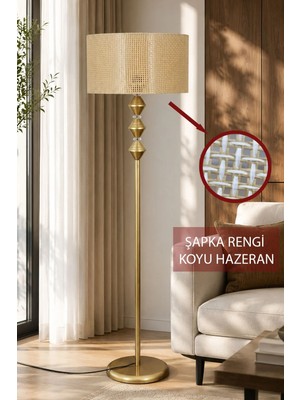 Taşcan Aydınlatma Zümra  Eskitme Metal Ayaklı Lambader Koyu Ton Hazeran Kumaş Şapka Modern Salon Yatak Odası Köşe Aydınlatma