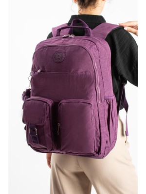 Baginn Unisex Klinkır Okul Çantası Lise Ortaokul Üniversite Sırt Çantası 45*30 cm Hafif Kumaş Çok Cepli